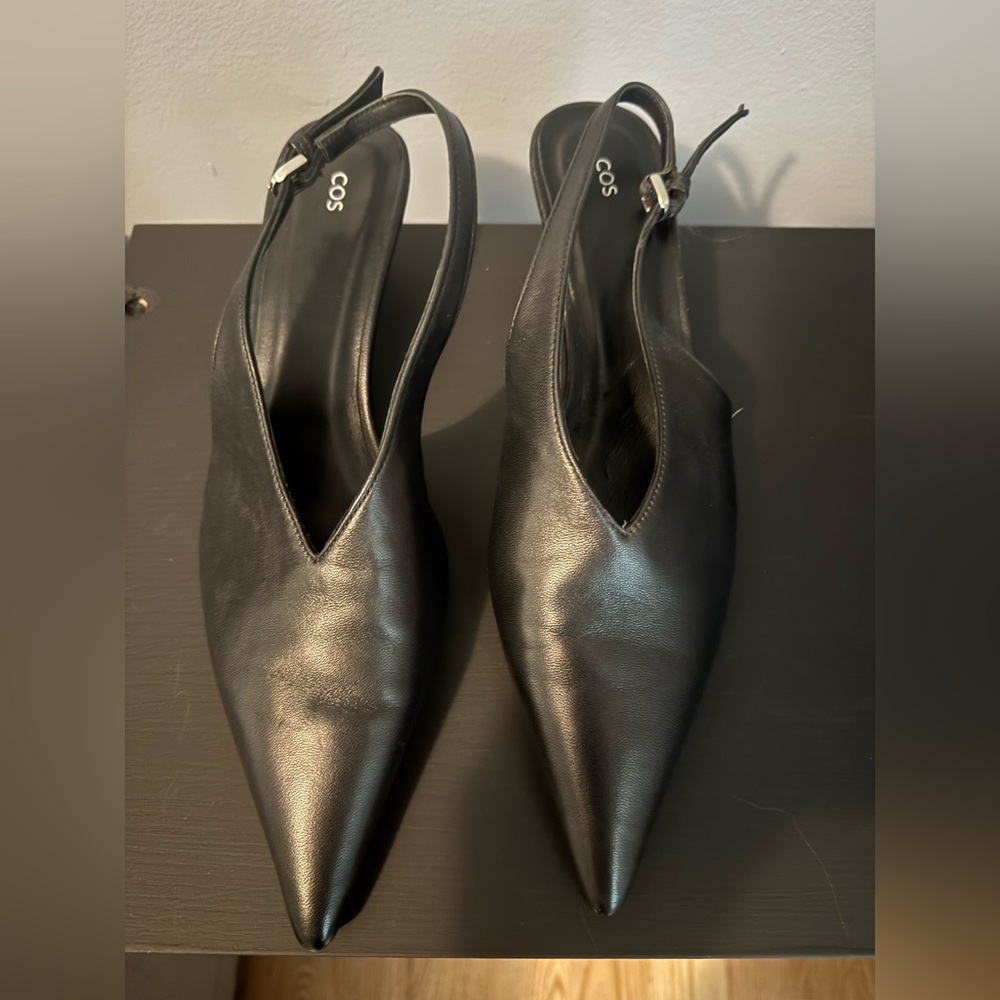 COS Black Pointed Slingback Shoes